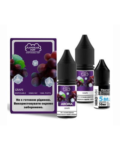 Набор для самозамеса Flavorlab Disposable Puff Grape Виноград 50 мг 10 мл - фото 2