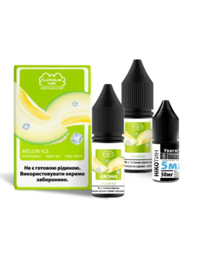 Набор для самозамеса Flavorlab Disposable Puff Melon Ice Дыня Лед 50 мг 10 мл - фото 3