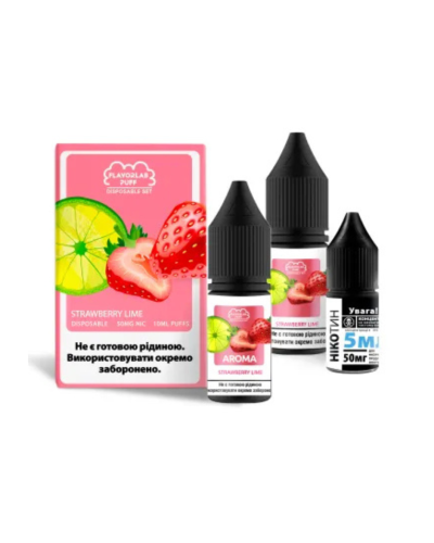 Набор для самозамеса Flavorlab Disposable Puff Strawberry Lime 50 мг 10 мл - фото 2