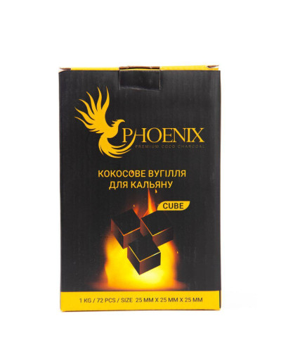 Кокосовый уголь для кальяна Phoenix, 1 кг 25мм