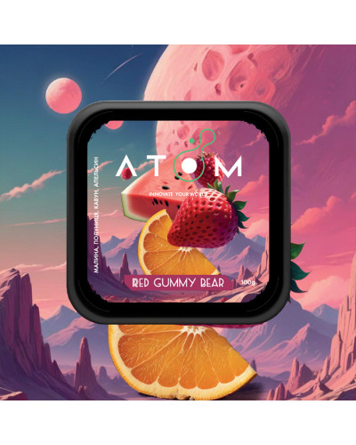 Тютюн Atom Red Gummy Bear (Малина, Полуниця, Кавун, Апельсин) 100 г