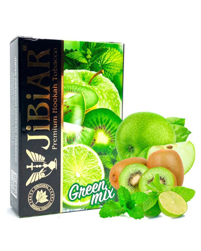 Тютюн Jibiar Green mix (Зелене яблуко, Ківі, Лайм, М\'ята) 50 г