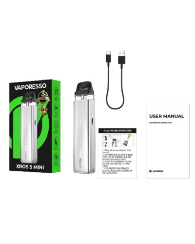 Стартовий набір Vaporesso Xros 5 Mini - Titanium Silver - фото 7
